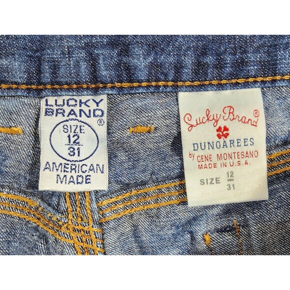 Vintage Lucky Brand Dungaree Bootcut Jeans Hem Split Cotton Women's Size 12/31 - Picture 5 of 13